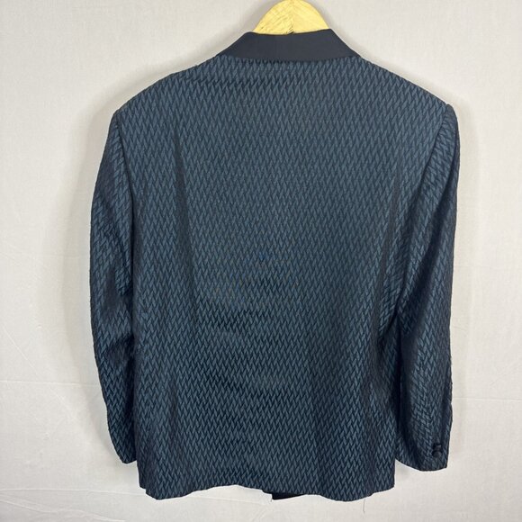 Vintage Reda Italy Tuxedo Jacket Teal Black Shawl Lapel Men 42 R - Picture 5 of 8